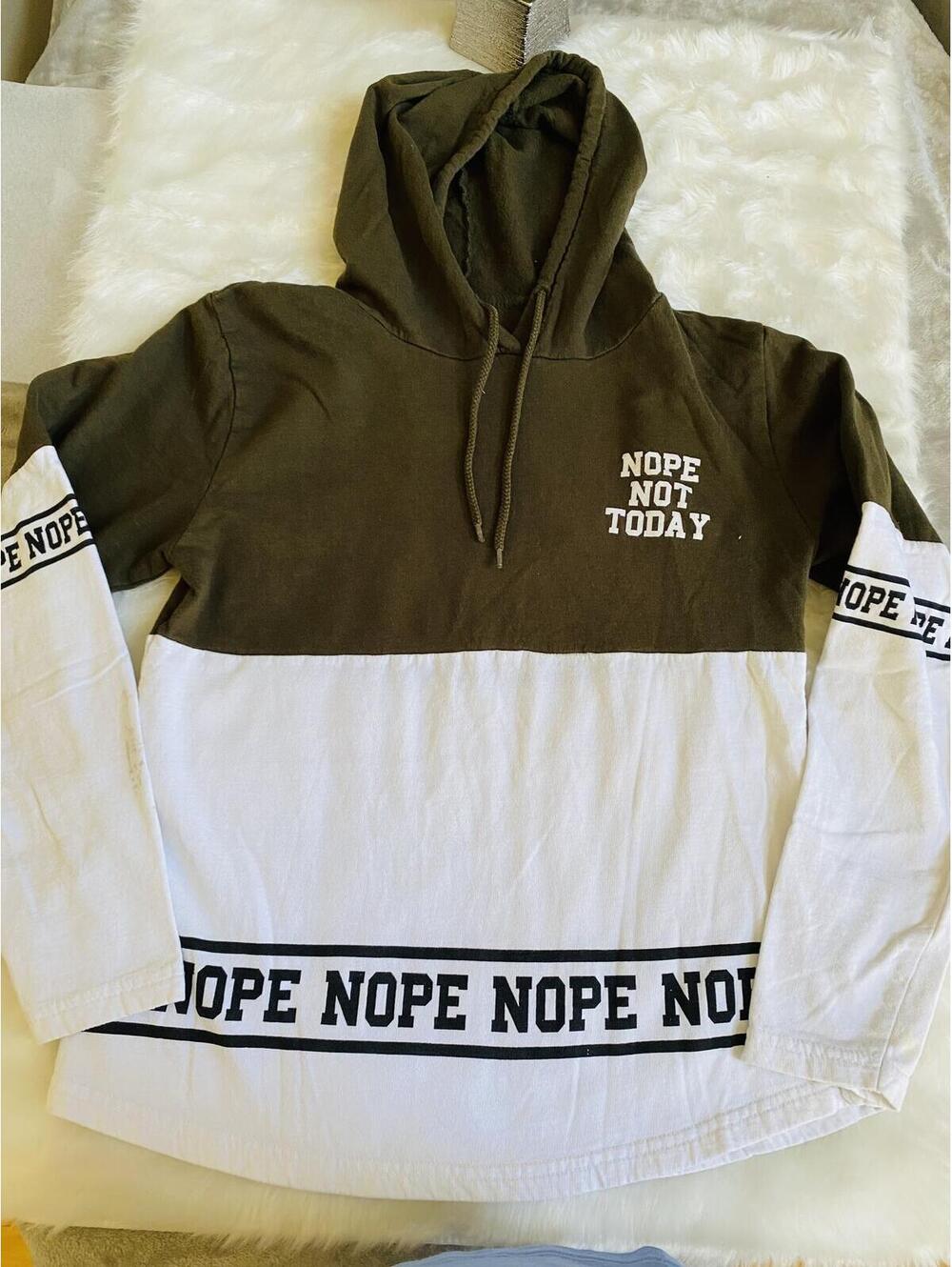 Color Block Hoodie with 'Nope Not Today' Print XL Youth